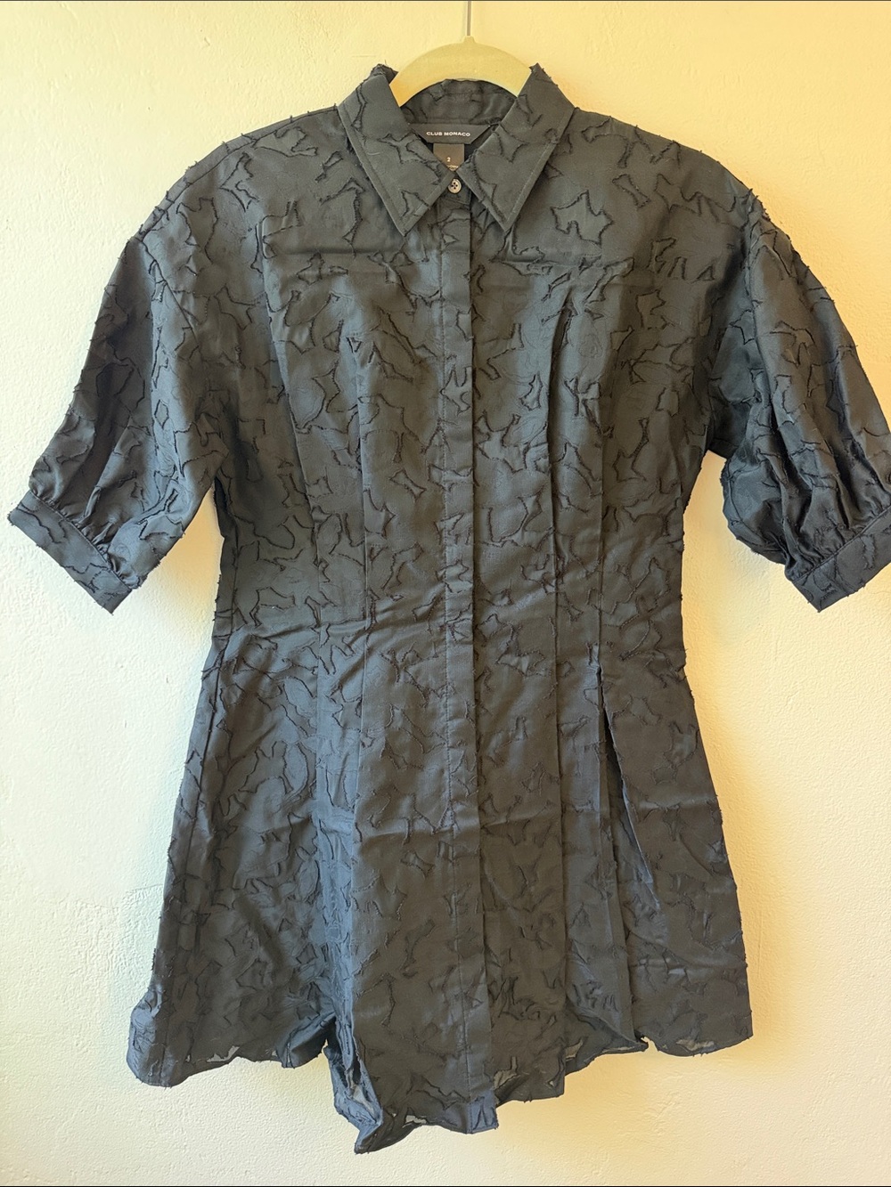 Club Monaco Black Textured Mini Dress
